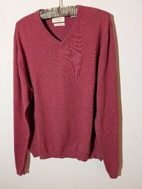 Weatherproof Vintage Cotton-Cashmere V-Neck Sweater Sz XL Maroon Red
